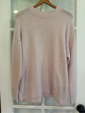 Aerie Pink Lavender Knit Long Sleeve Pullover Crewneck Tunic Sweater Oversized S